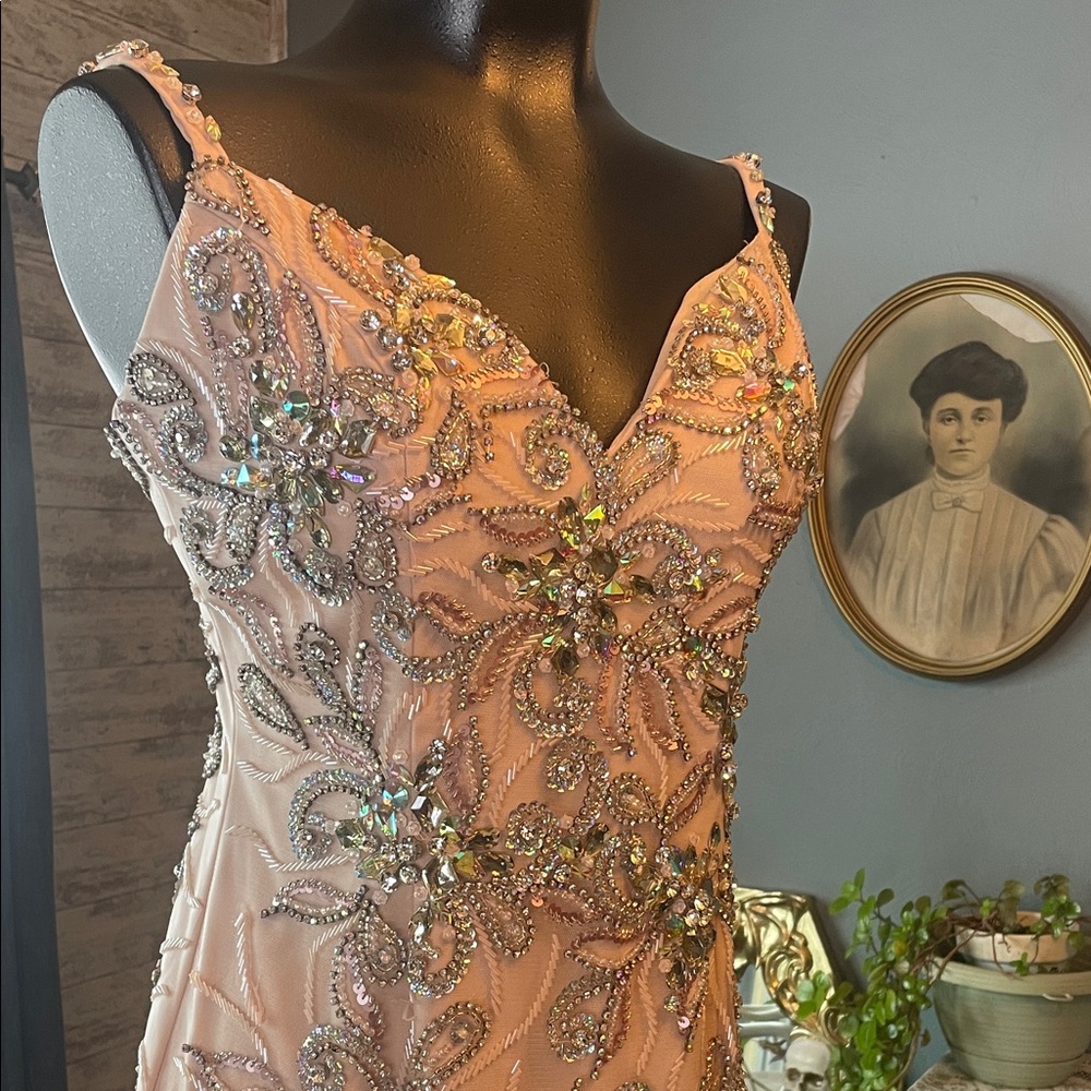 JVN by Jovani Pink and Silver Embellished Prom Dress - Picture 2 of 7
